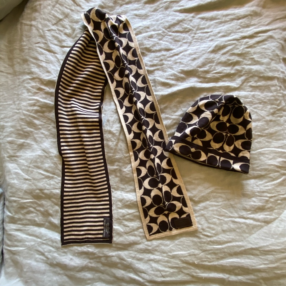 Coach scarf and beanie set